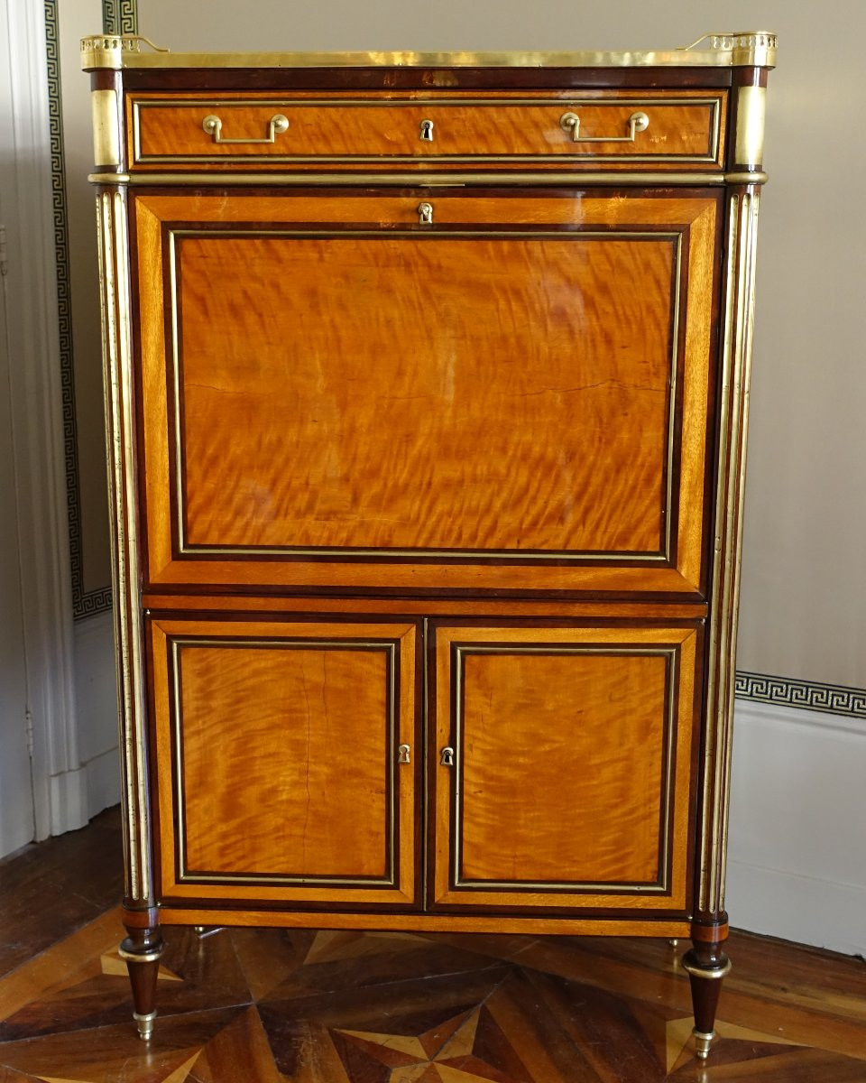 Louis XVI Period Writing Desk In Citronnier And Amaranth - Late 18th Century-photo-2