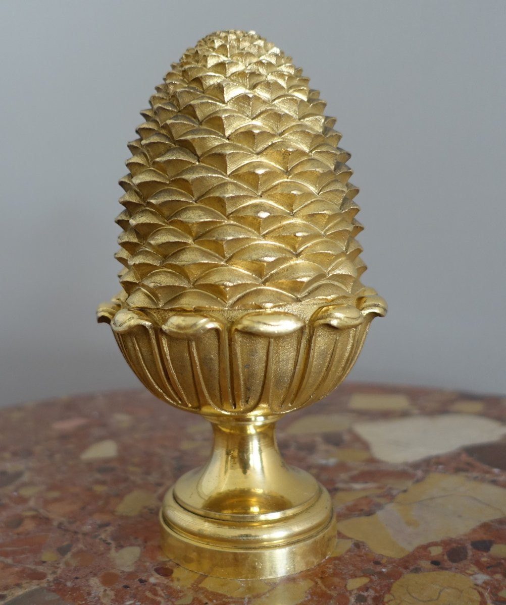 Boule de rampe d'escalier de château en bronze doré - style Louis XVI Empire - Maison Fontaine-photo-2