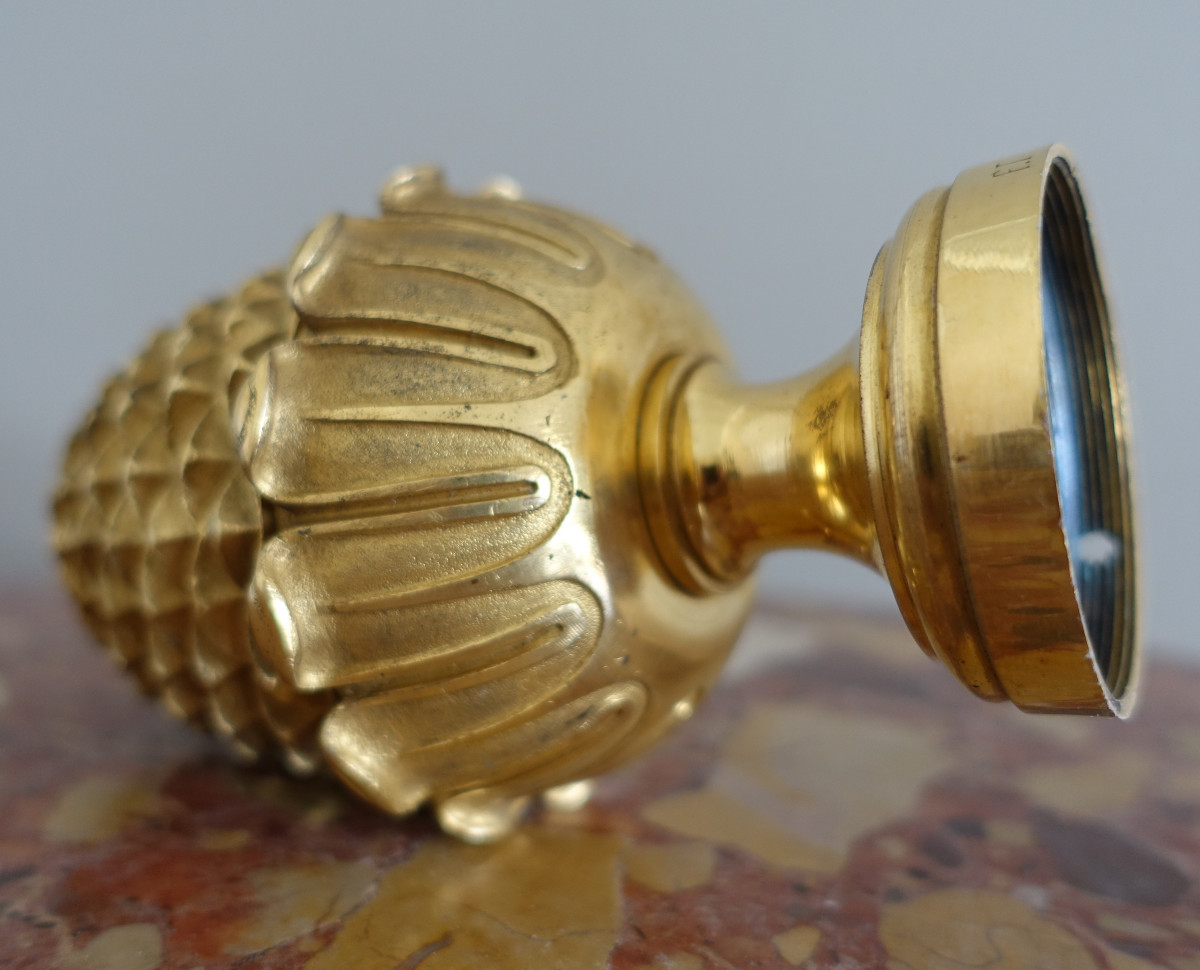 Boule de rampe d'escalier de château en bronze doré - style Louis XVI Empire - Maison Fontaine-photo-4