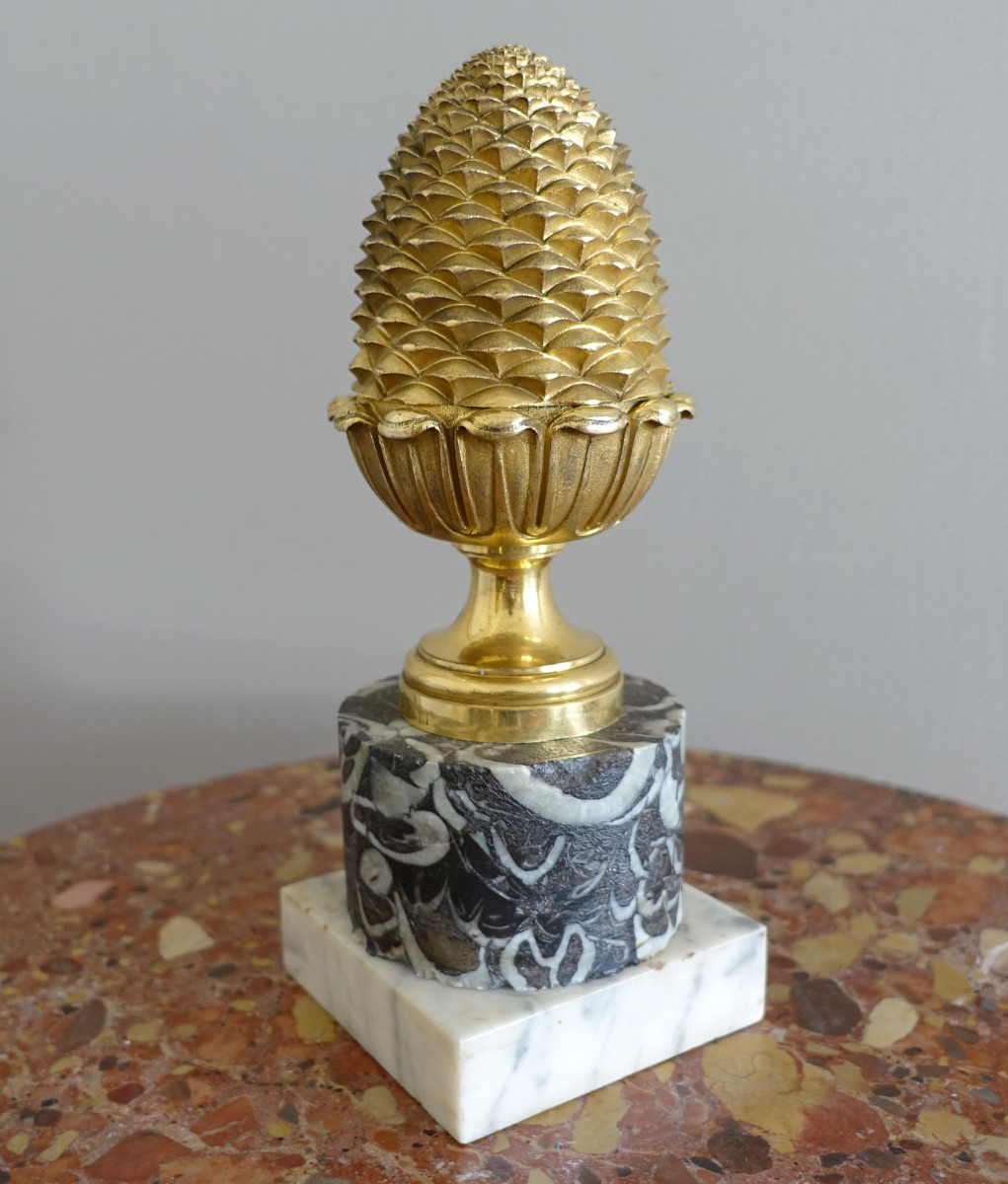 Boule de rampe d'escalier de château en bronze doré - style Louis XVI Empire - Maison Fontaine-photo-8