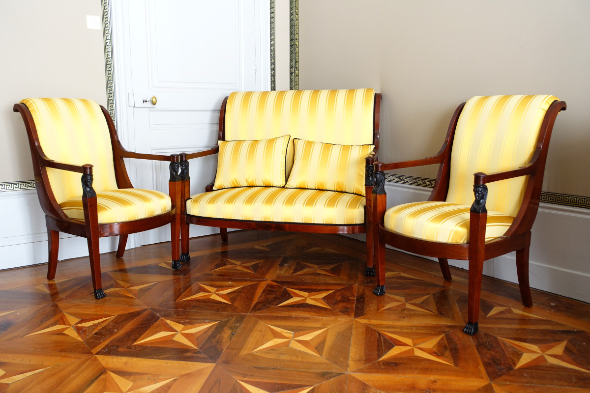 Mobilier de salon en acajou d&#039;&eacute;poque Directoire Consulat attribu&eacute; &agrave; Demay