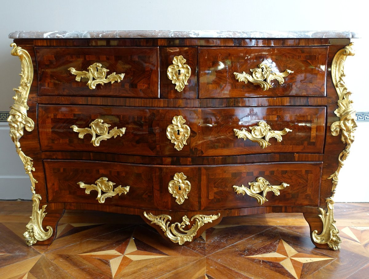 Regency-louis XV Period Chest Of Drawers In Violet Wood Attributed To Jean-charles Saunier-photo-2