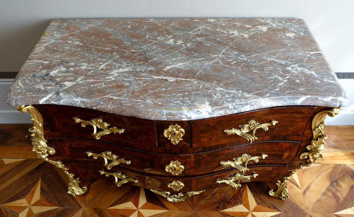 Regency-louis XV Period Chest Of Drawers In Violet Wood Attributed To Jean-charles Saunier-photo-3