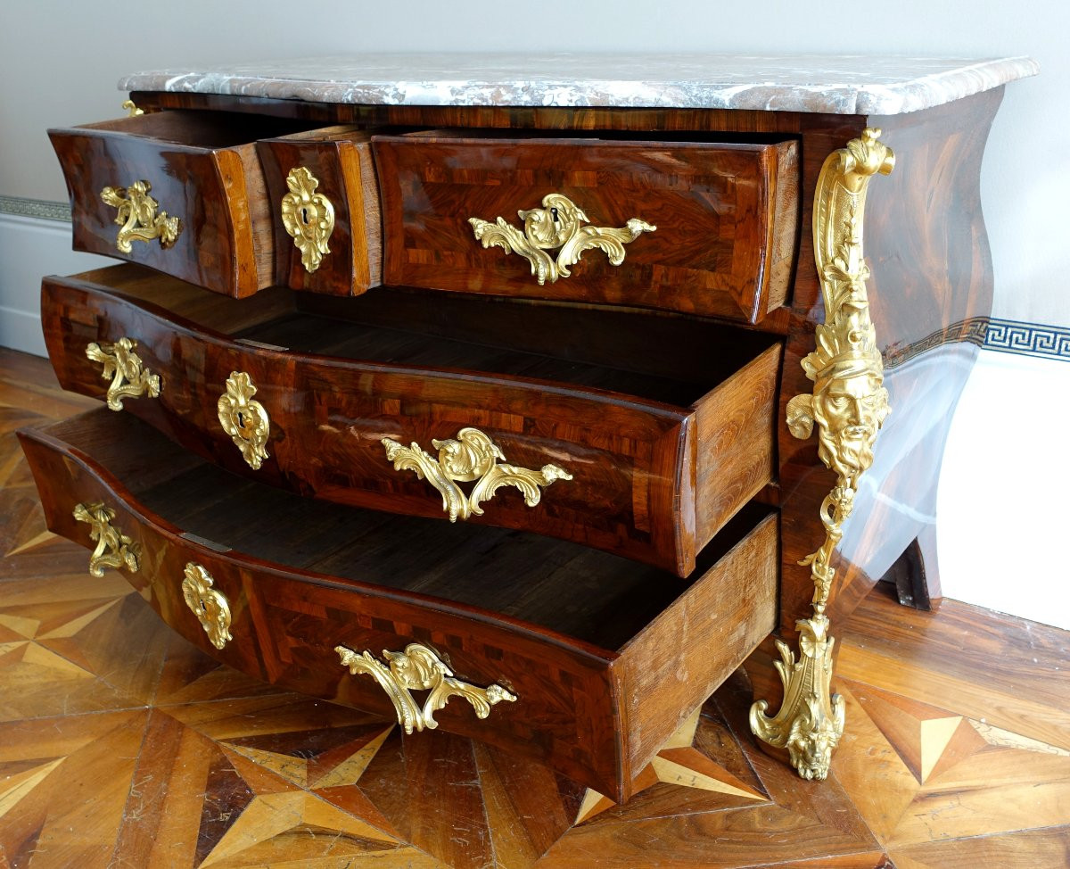 Regency-louis XV Period Chest Of Drawers In Violet Wood Attributed To Jean-charles Saunier-photo-4