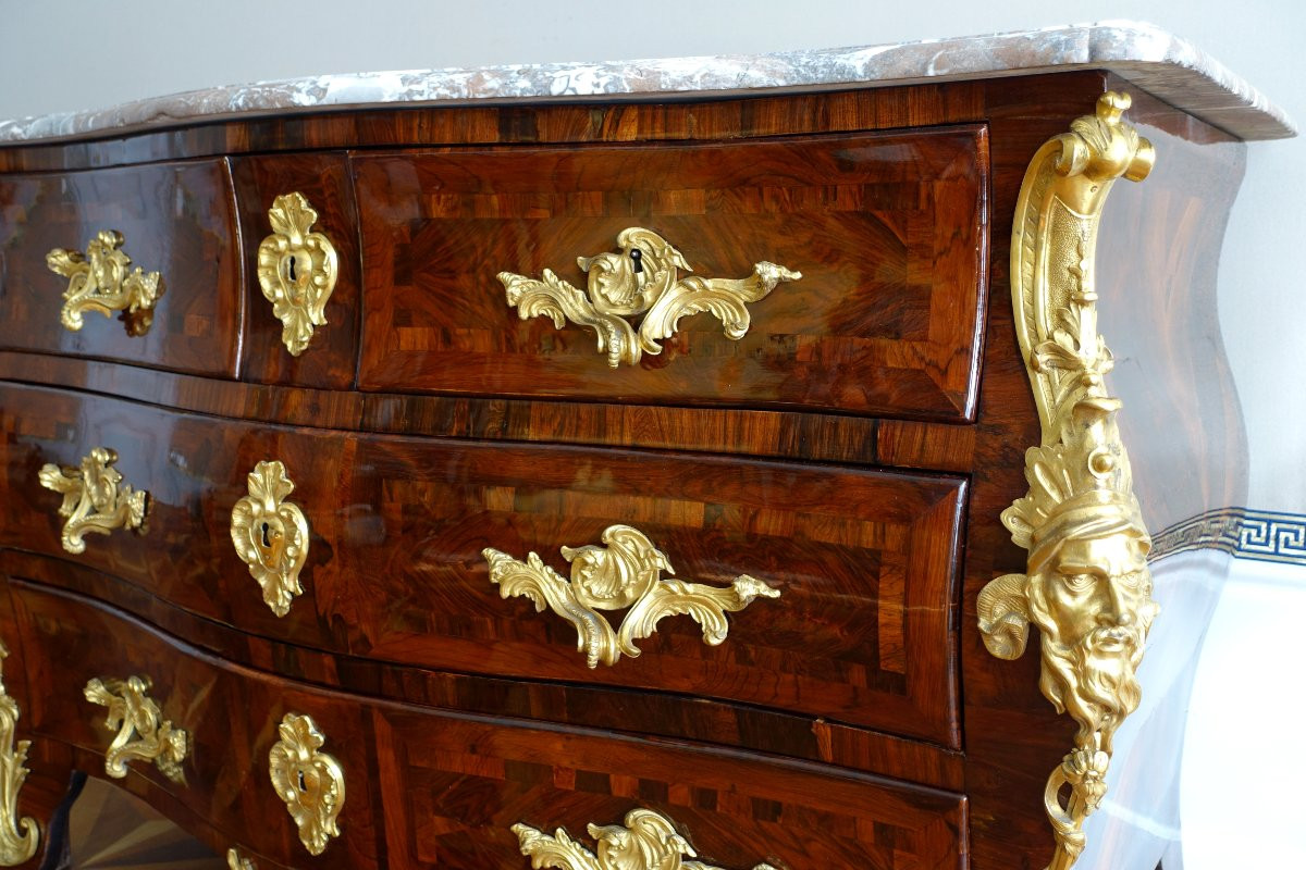 Regency-louis XV Period Chest Of Drawers In Violet Wood Attributed To Jean-charles Saunier-photo-2