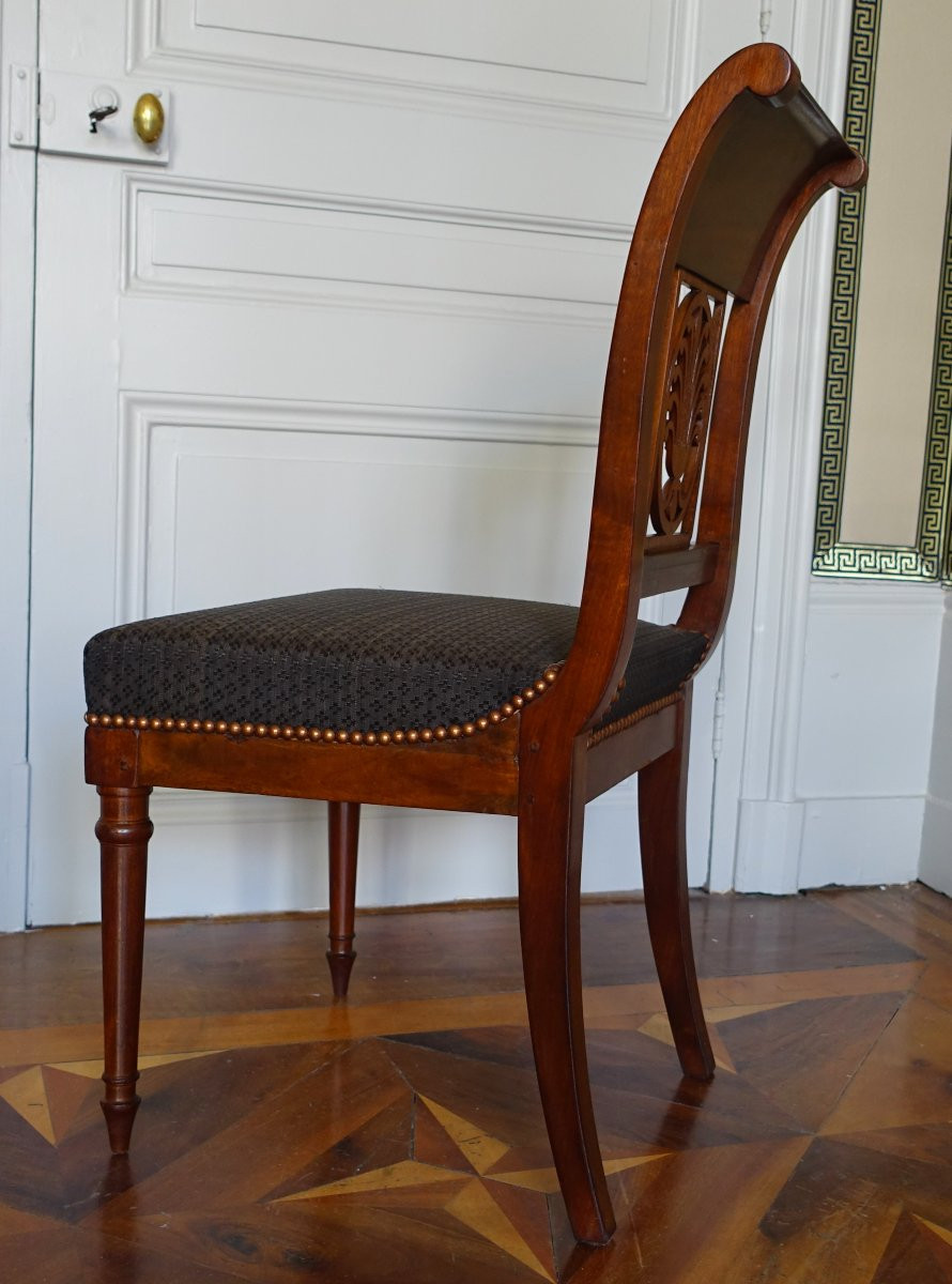 Jacob Desmalter : paire de chaises  d'époque Empire en acajou, crin de Cheval - estampillée-photo-3