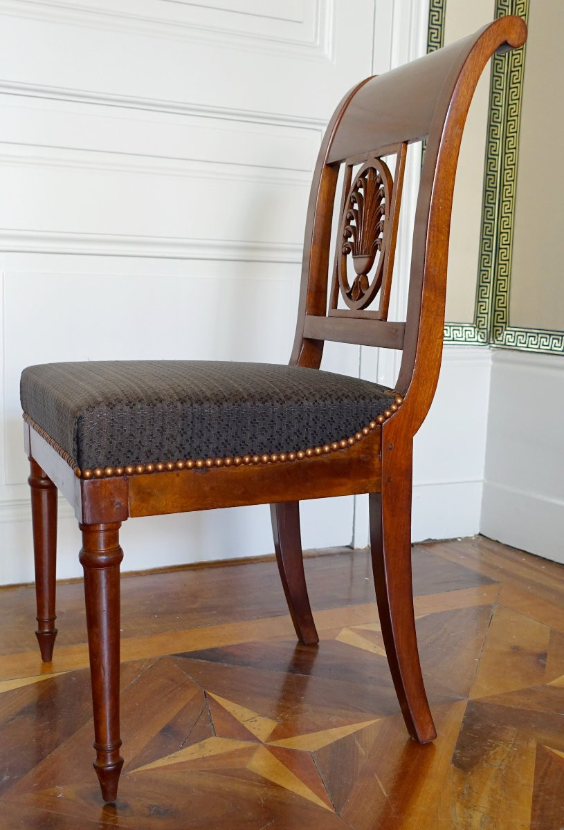 Jacob Desmalter : paire de chaises  d'époque Empire en acajou, crin de Cheval - estampillée-photo-4
