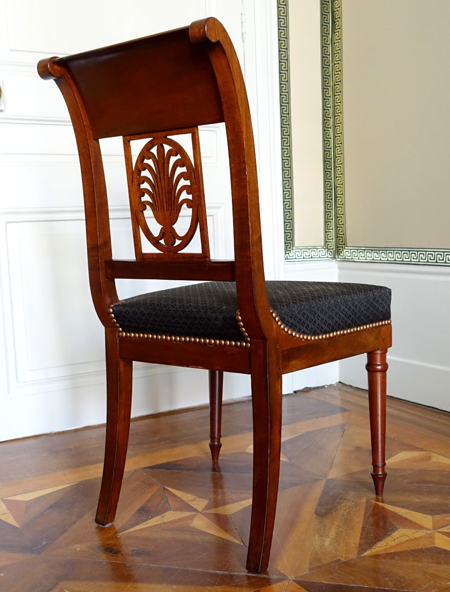 Jacob Desmalter : paire de chaises  d'époque Empire en acajou, crin de Cheval - estampillée-photo-5
