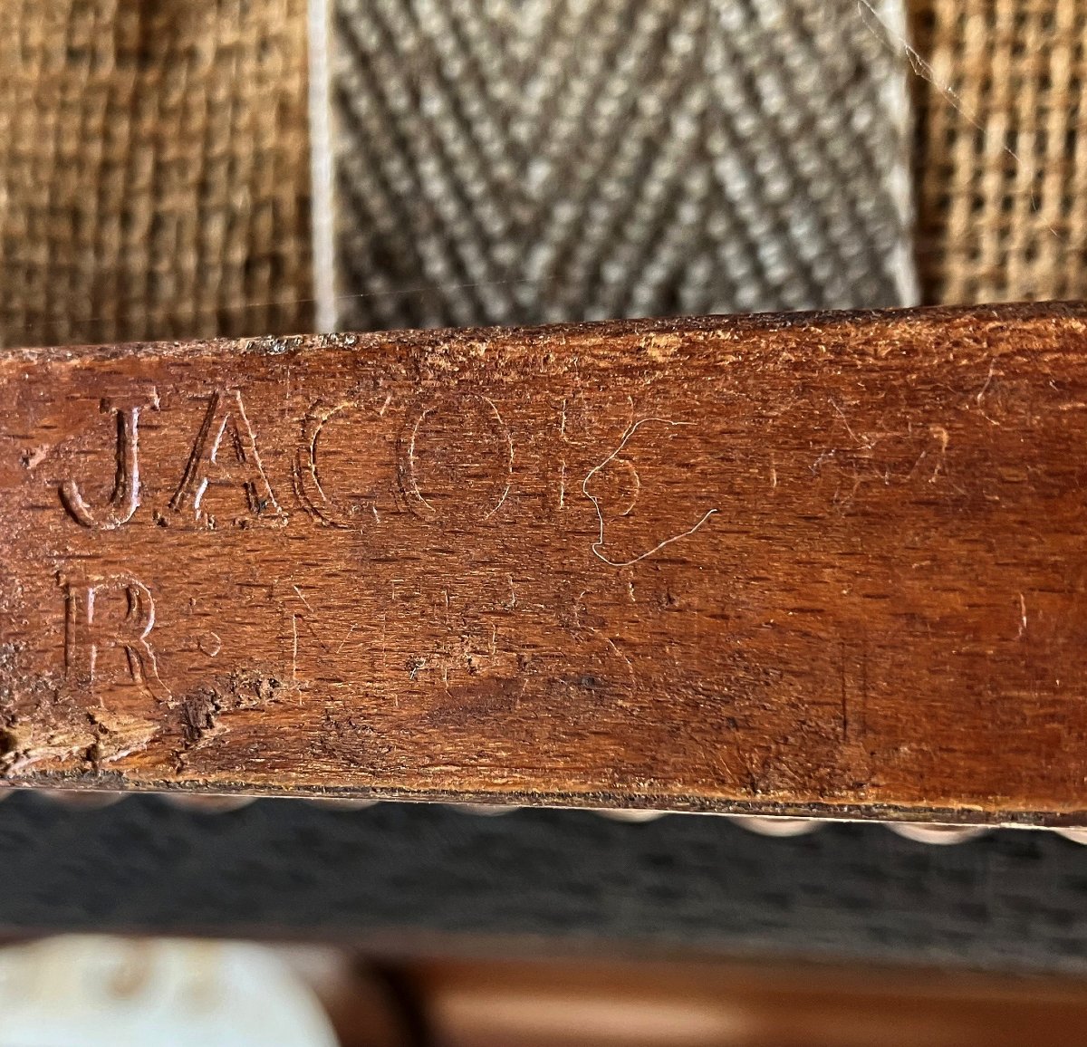 Jacob Desmalter : paire de chaises  d'époque Empire en acajou, crin de Cheval - estampillée-photo-7