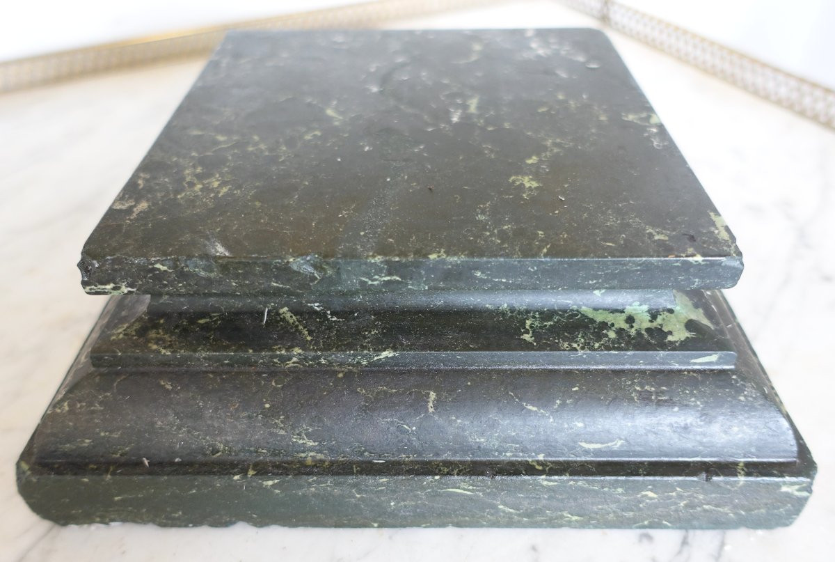 Neoclassical Display Base For Bust In Sea Green Marble-photo-3