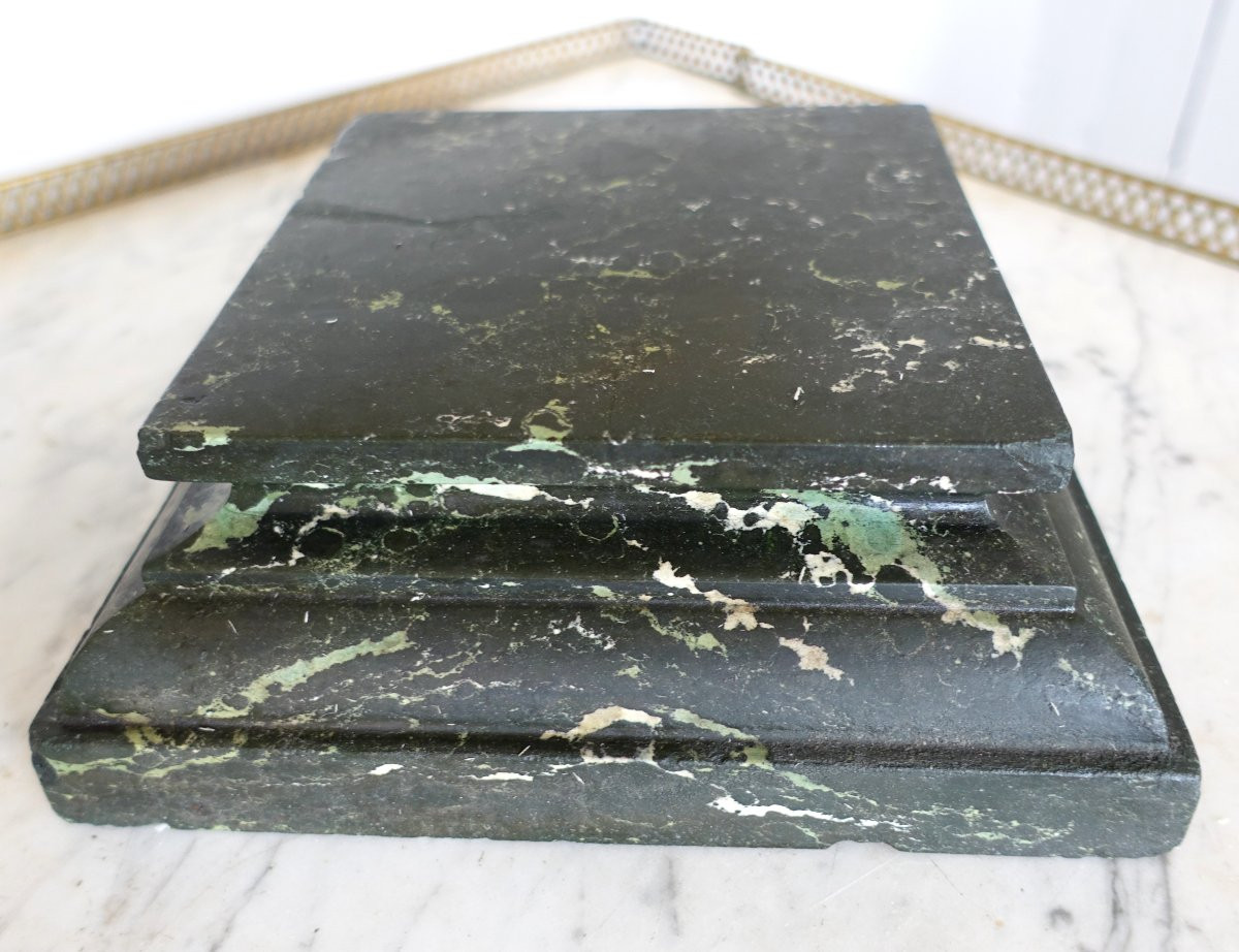 Neoclassical Display Base For Bust In Sea Green Marble-photo-2