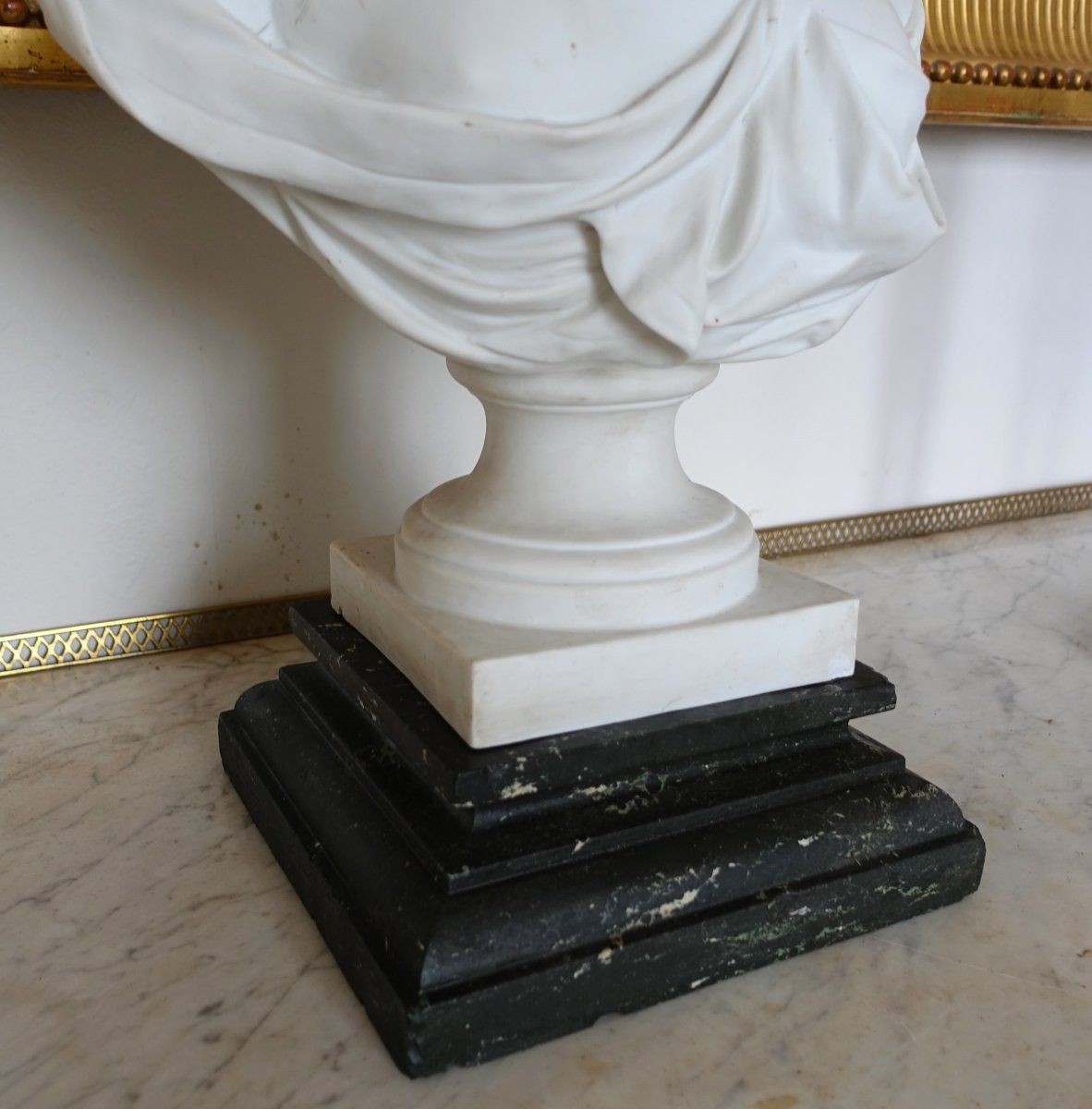Neoclassical Display Base For Bust In Sea Green Marble-photo-7