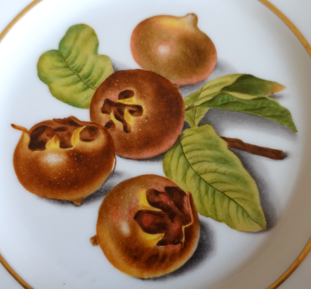 Darte Palais Royal No. 21 - Plate With Medlars From The Empire Restoration Period - Signed-photo-4