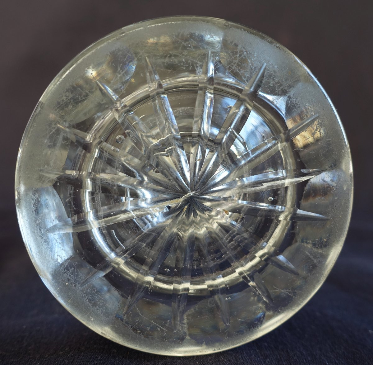 Le Creusot : confiturier balustre en cristal taillé, XIXe siècle époque Charles X - 19,8cm-photo-3