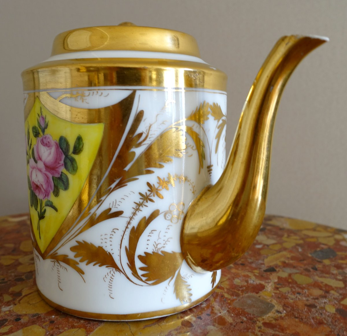 Verseuse, théière en porcelaine de Paris décor Roses & Doré - circa 1820-photo-4