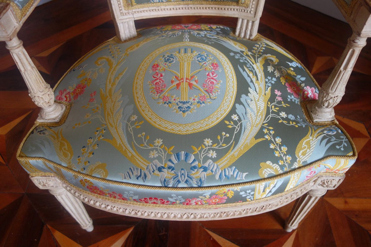 Paul-François JEAN : paire de fauteuils cabriolets d'époque Louis XVI estampillés-photo-6