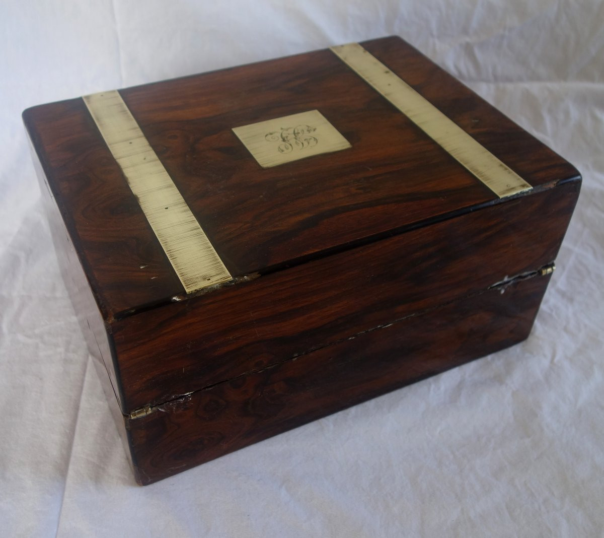 Ecritoire de Marine ou de voyage en acajou et laiton d'époque 19e siècle-photo-4