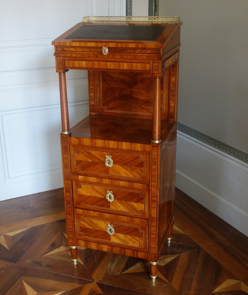 Louis XVI Period Marquetry "standing Writing Desk"-photo-2