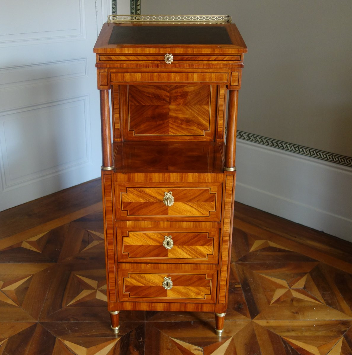 Louis XVI Period Marquetry "standing Writing Desk"-photo-4