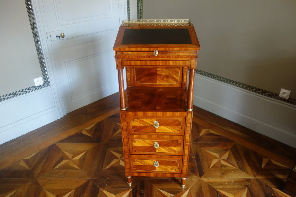 Louis XVI Period Marquetry "standing Writing Desk"-photo-1