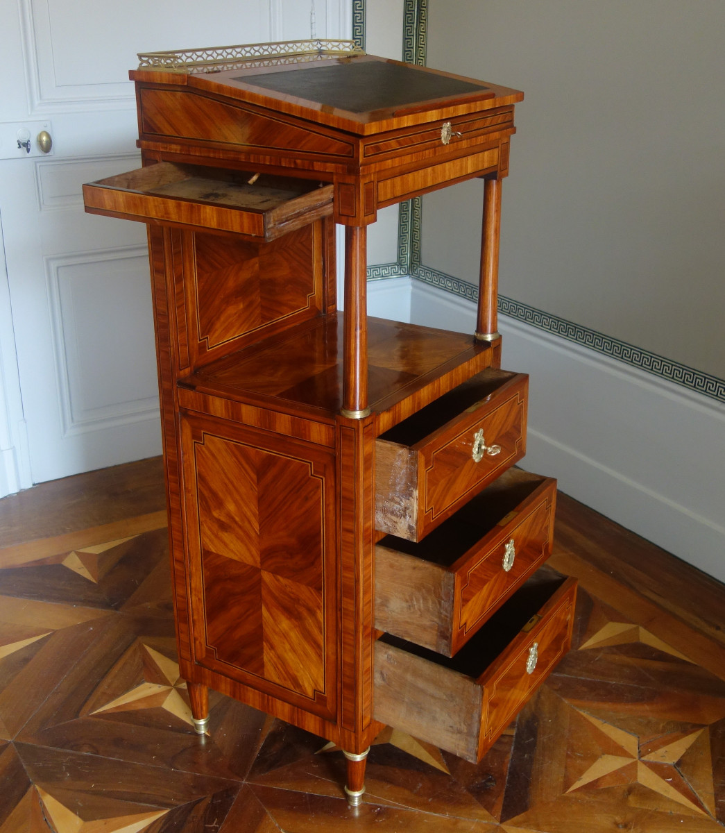 Louis XVI Period Marquetry "standing Writing Desk"-photo-3