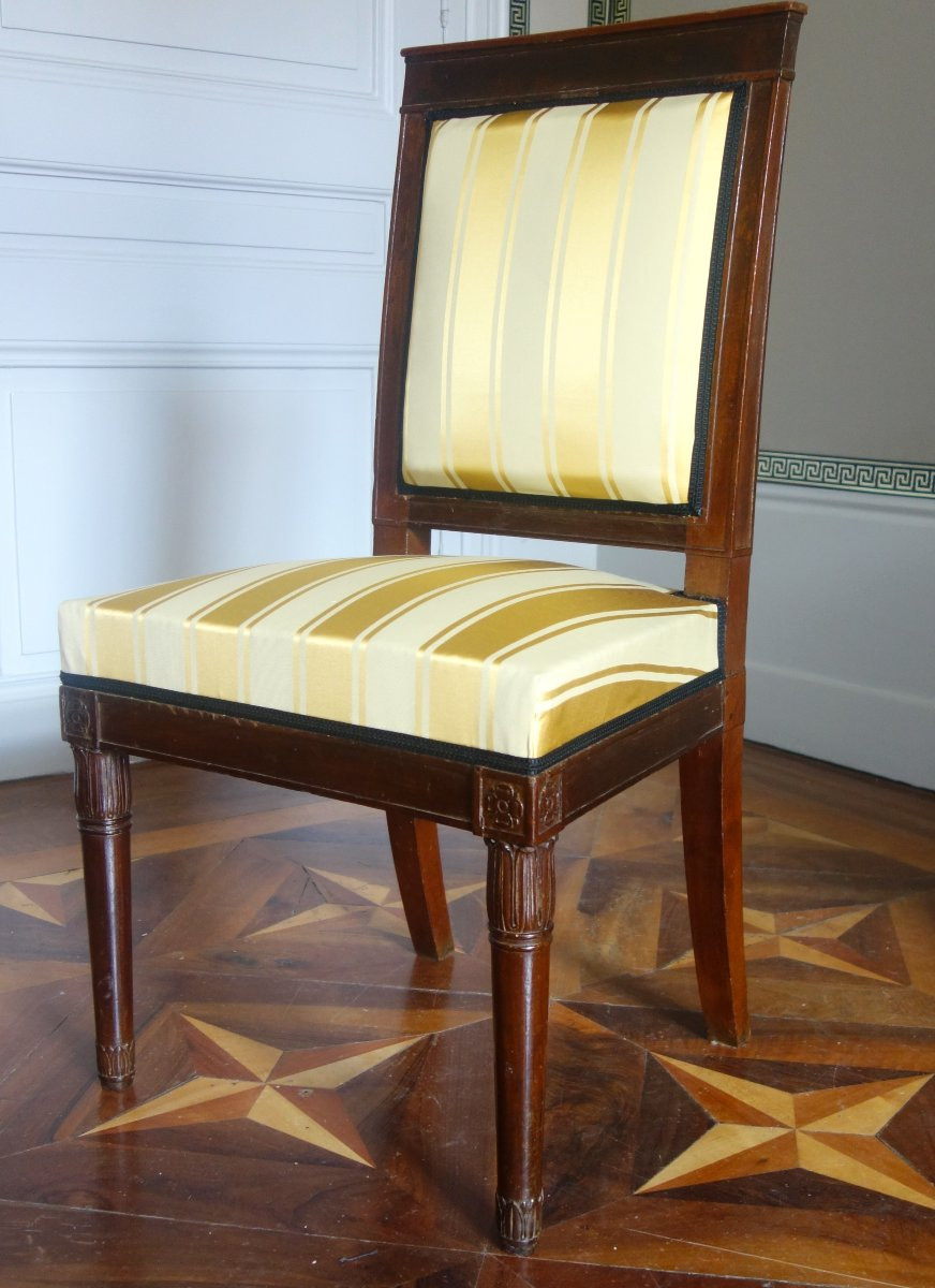 Suite de 4 chaises d'audience en acajou d'époque Empire, à rapprocher de l'oeuvre de Marcion-photo-3