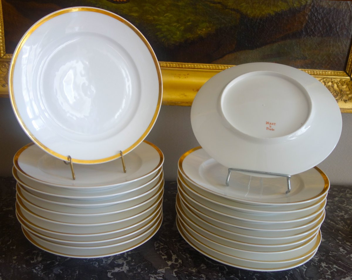 Nast Manufacture : Set Of 14 Empire Porcelaine Plates - Signed (20 Units Available On Request)-photo-3