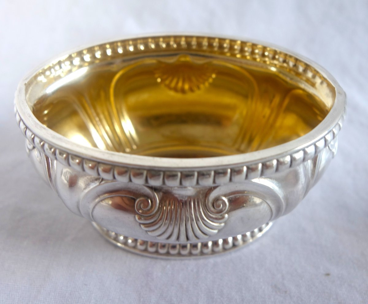 Puiforcat Set Of 4 Solid Silver Salt Cellars In The Regency - Louis XVI Style With Shells And Pearls-photo-5