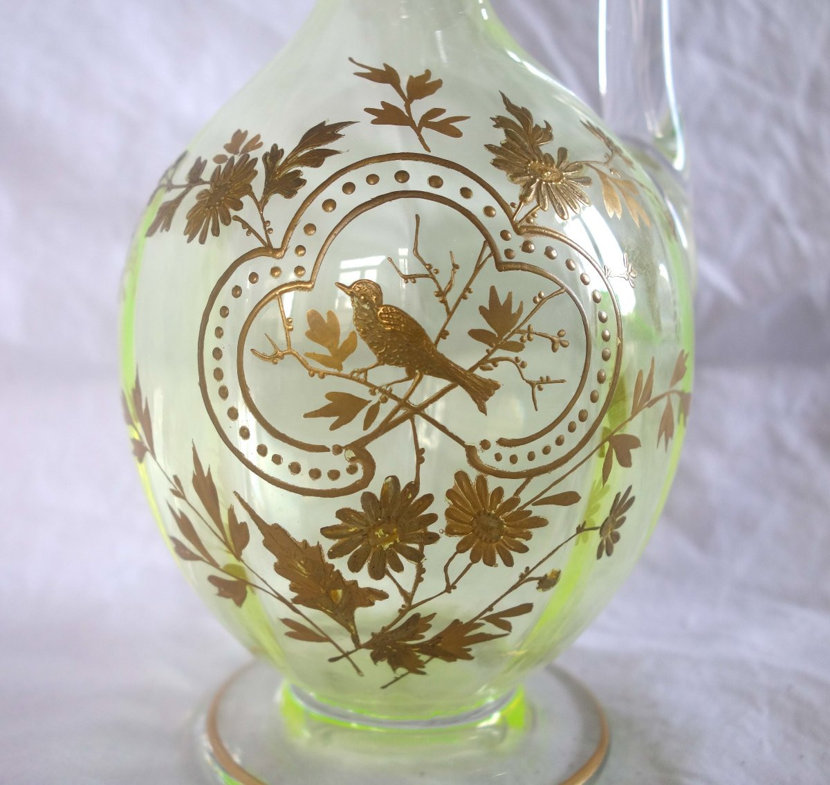 Baccarat - aiguière en cristal jaune et or - époque 1880-photo-3