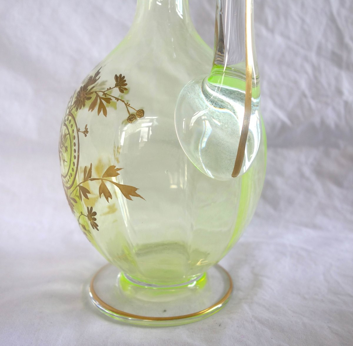 Baccarat - aiguière en cristal jaune et or - époque 1880-photo-4
