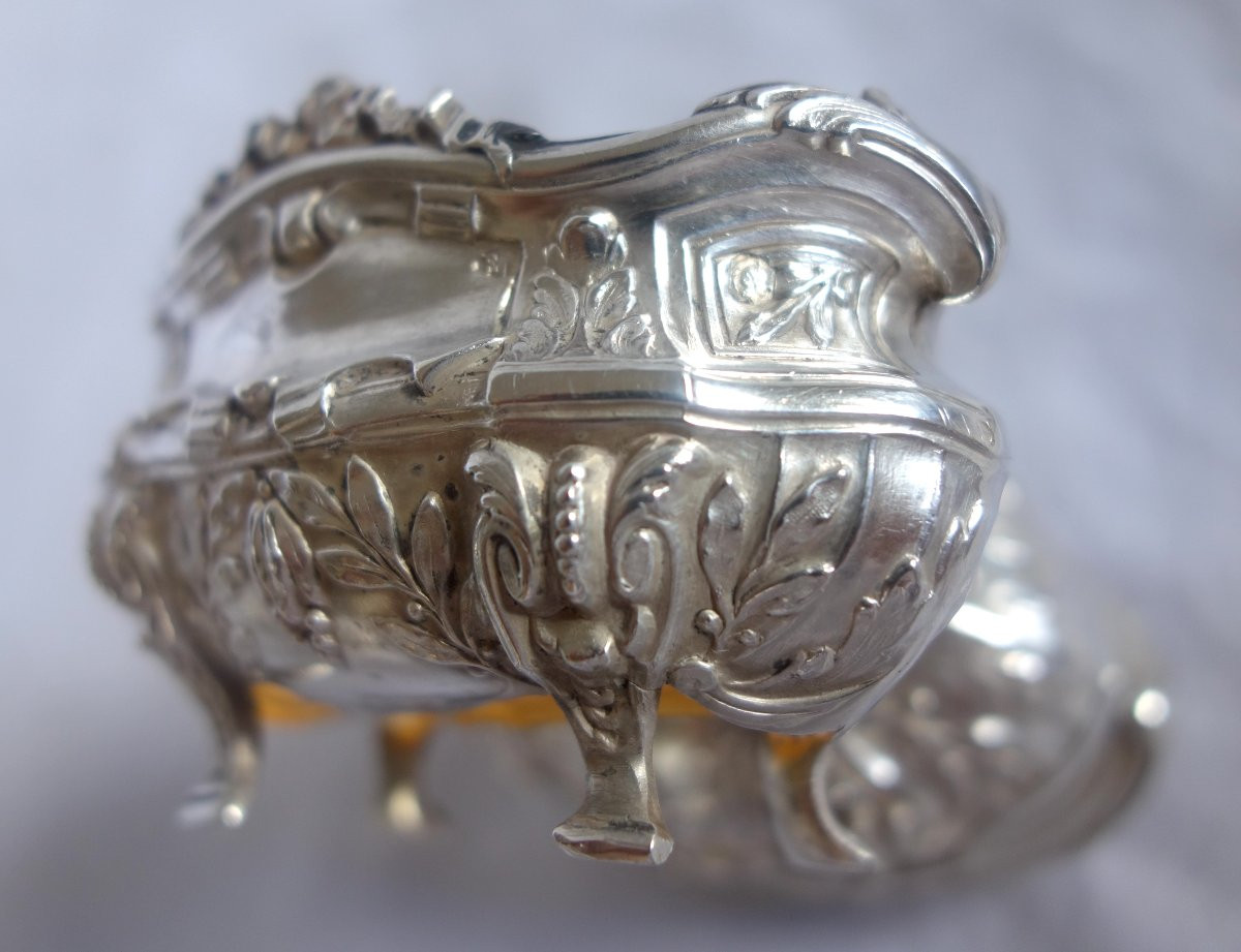 Puiforcat paire de salières en argent massif de style transition Louis XVI modèle Pompadour-photo-7