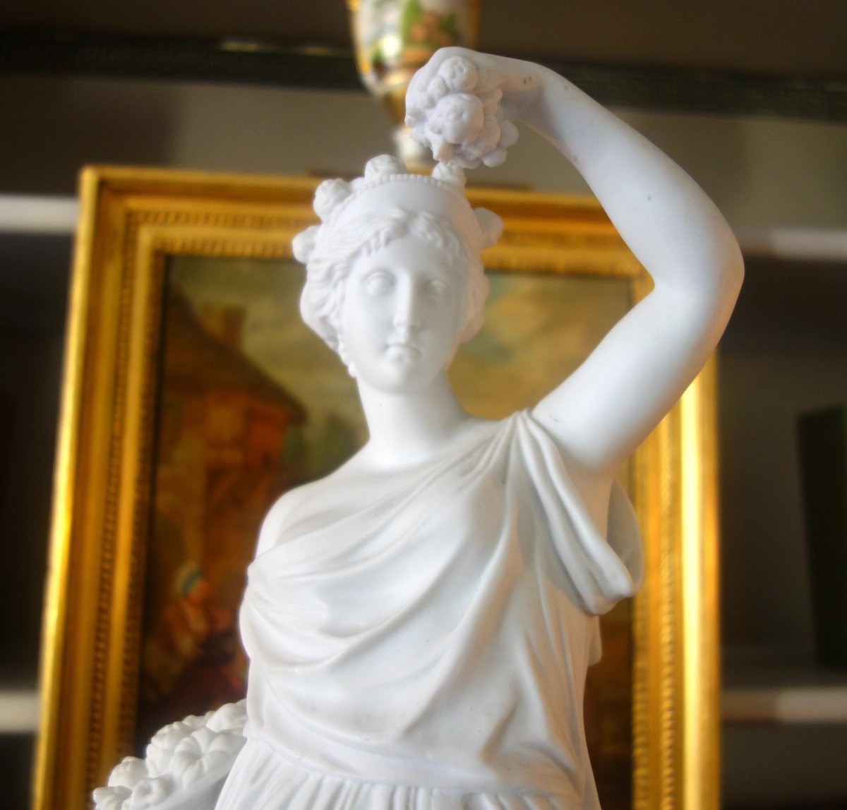 Large Neoclassical Antique Porcelain Biscuit Statue: Ceres, Allegory Of Summer, 52cm-photo-2