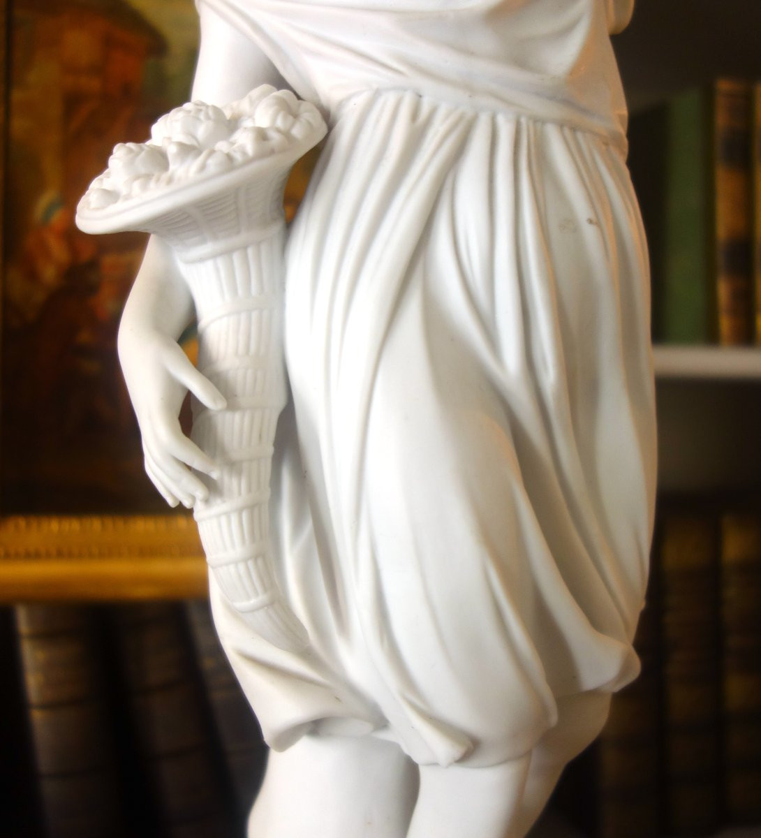 Large Neoclassical Antique Porcelain Biscuit Statue: Ceres, Allegory Of Summer, 52cm-photo-4
