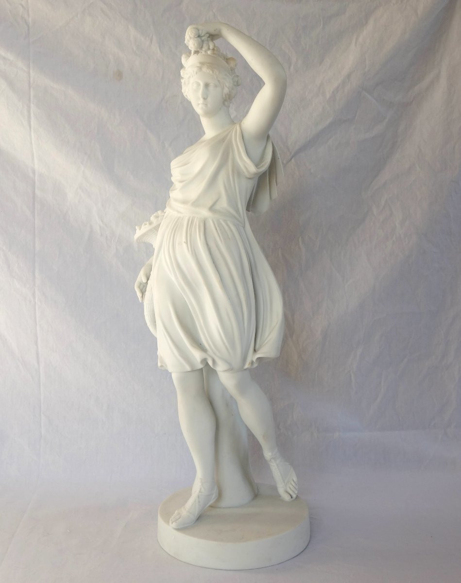 Large Neoclassical Antique Porcelain Biscuit Statue: Ceres, Allegory Of Summer, 52cm-photo-2