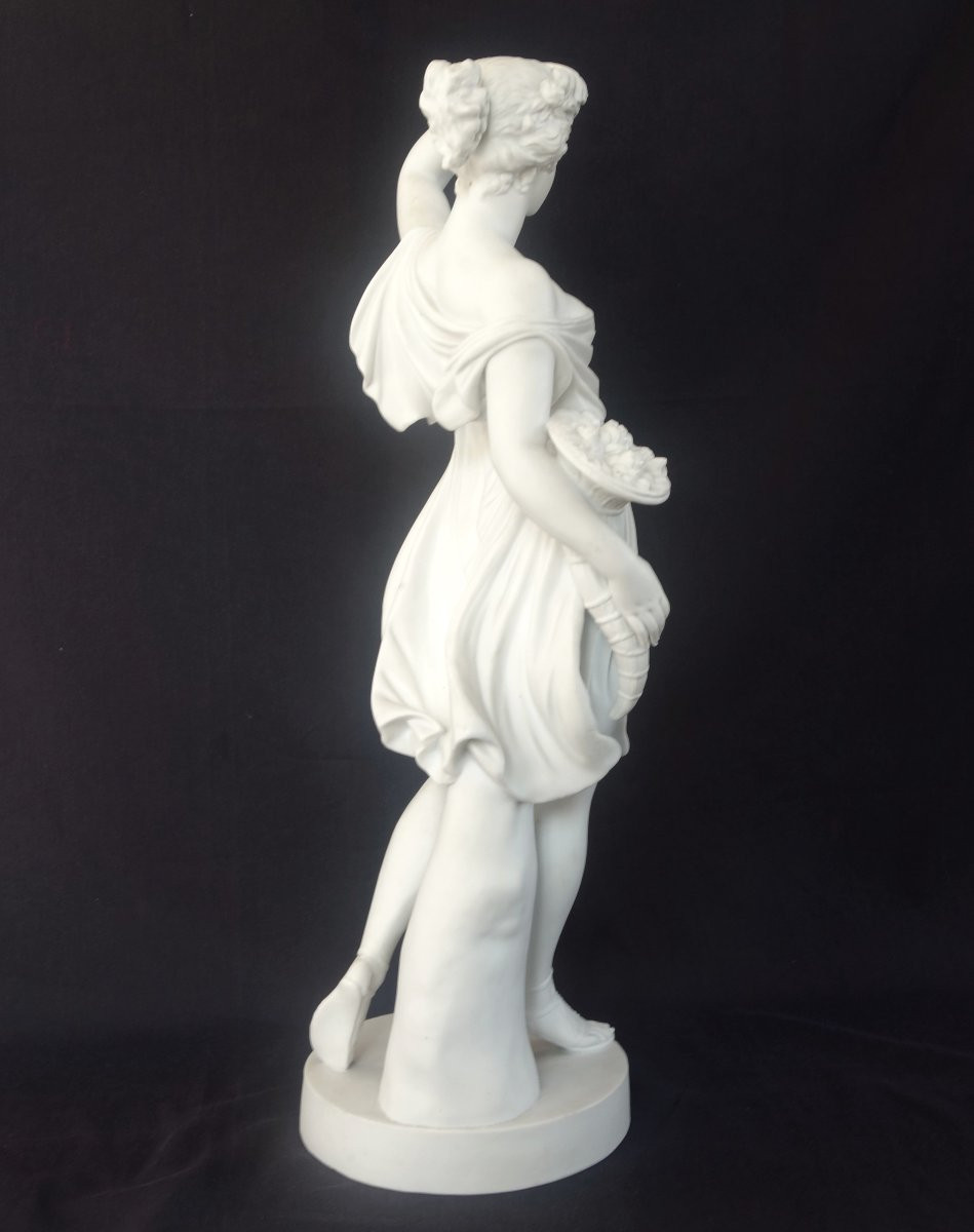 Large Neoclassical Antique Porcelain Biscuit Statue: Ceres, Allegory Of Summer, 52cm-photo-4