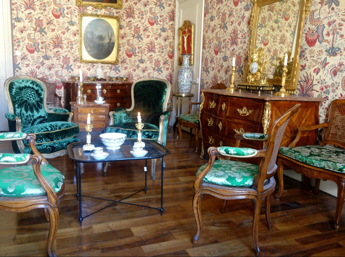 Large Napoleon III Tray In Lacquered Sheet Metal With Chinoiserie Motifs Mounted As A Coffee Table-photo-8
