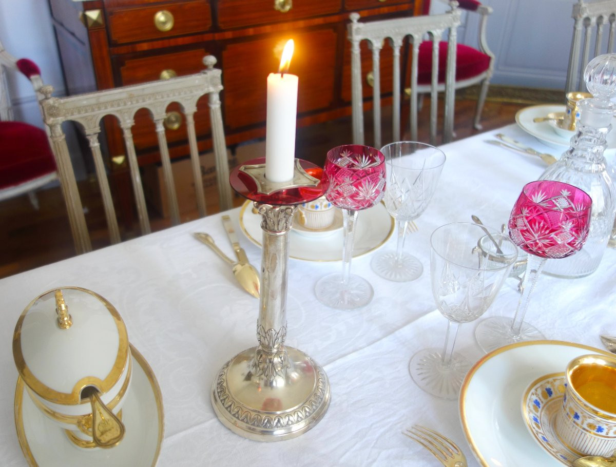 Saint Louis : paire de bobèches en cristal rouge pour bougeoirs, lustre (d'un ensemble de 50)-photo-3