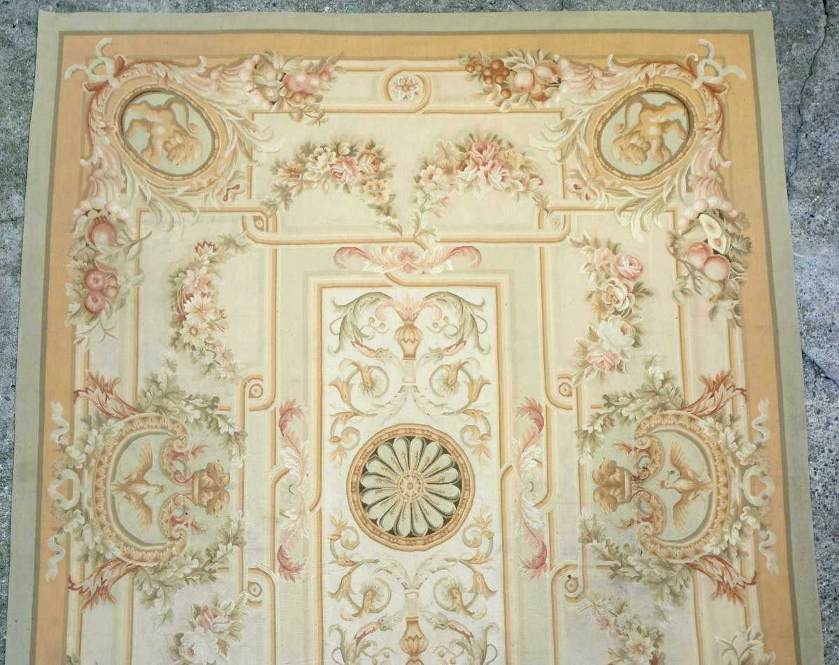 Large Aubusson Rug In Empire Restoration Style - 368cm X 270cm-photo-4