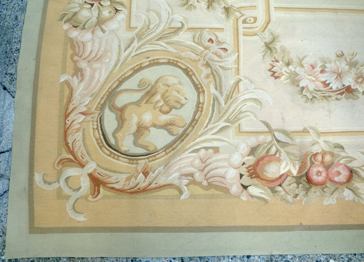 Large Aubusson Rug In Empire Restoration Style - 368cm X 270cm-photo-3