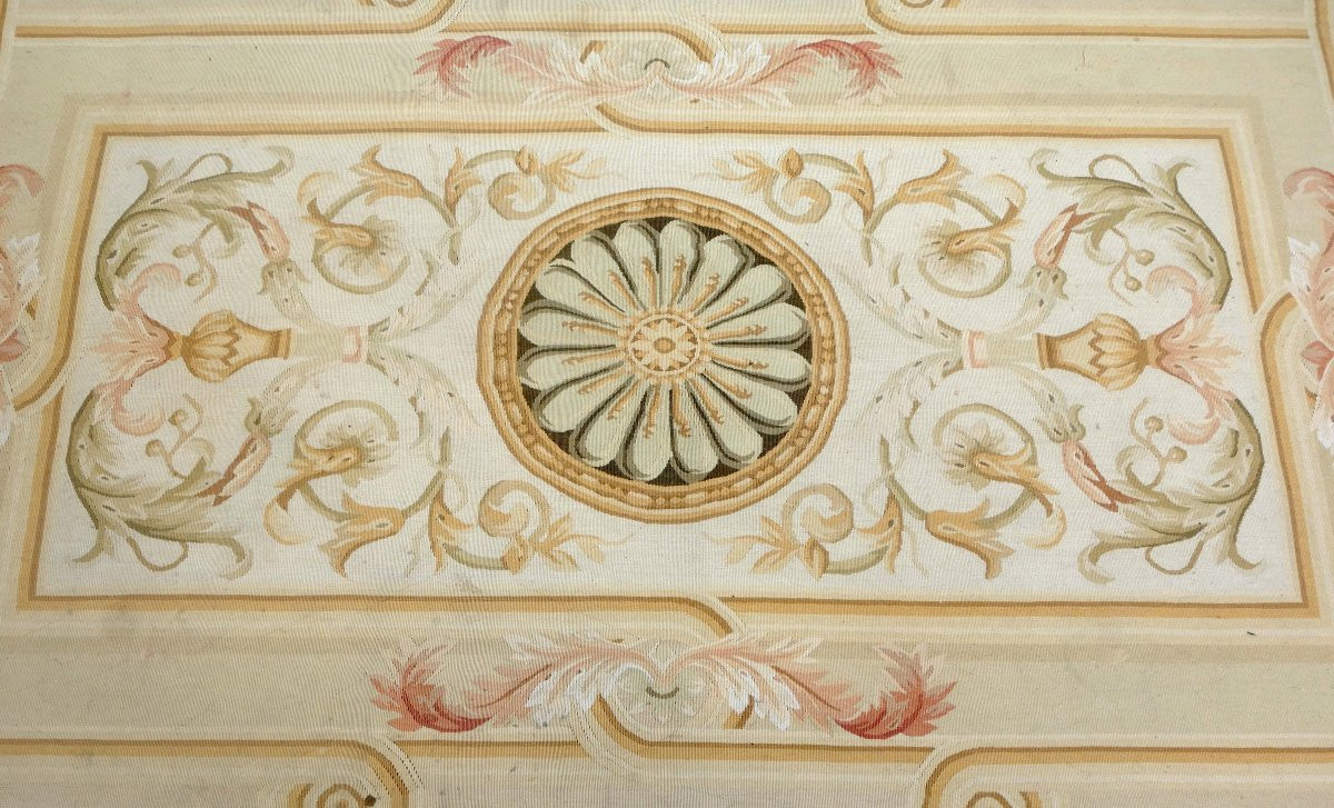 Large Aubusson Rug In Empire Restoration Style - 368cm X 270cm-photo-4