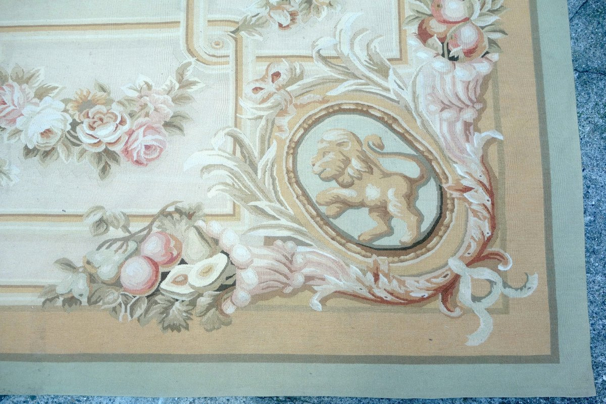 Large Aubusson Rug In Empire Restoration Style - 368cm X 270cm-photo-5