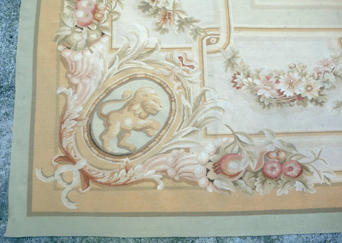 Large Aubusson Rug In Empire Restoration Style - 368cm X 270cm-photo-6