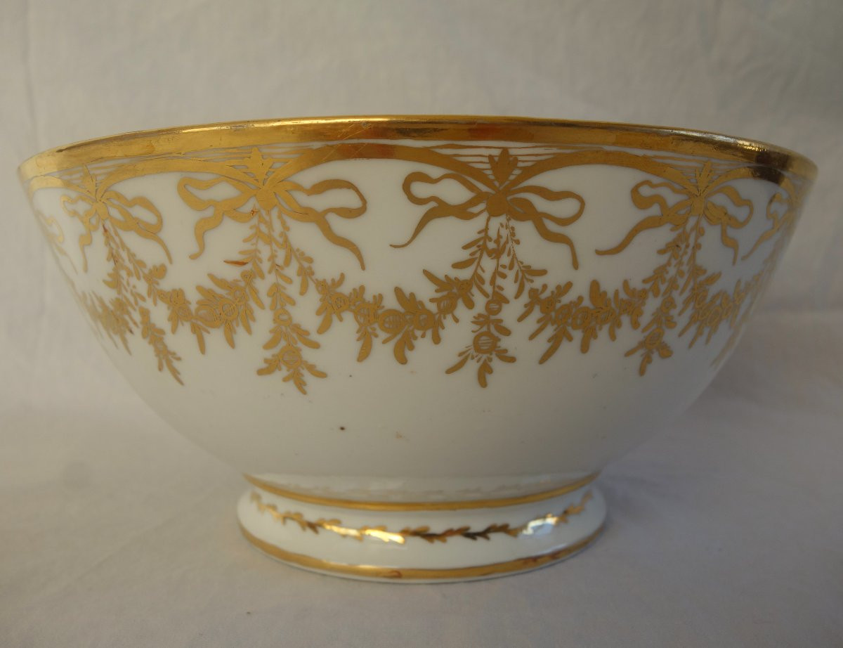  White And Gold Paris Porcelain Biscuit Bowl - Directoire Period, Late 18th Century-photo-3