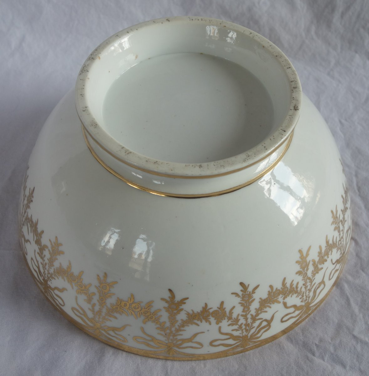   White And Gold Paris Porcelain Biscuit Bowl - Directoire Period, Late 18th Century-photo-7