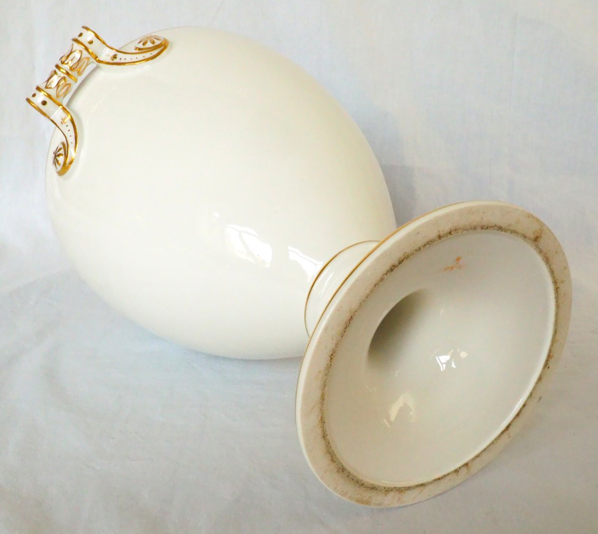 Manufacture Nast: Pair Of Empire Period Iceboxes In White And Gold Paris Porcelain, Signed-photo-7