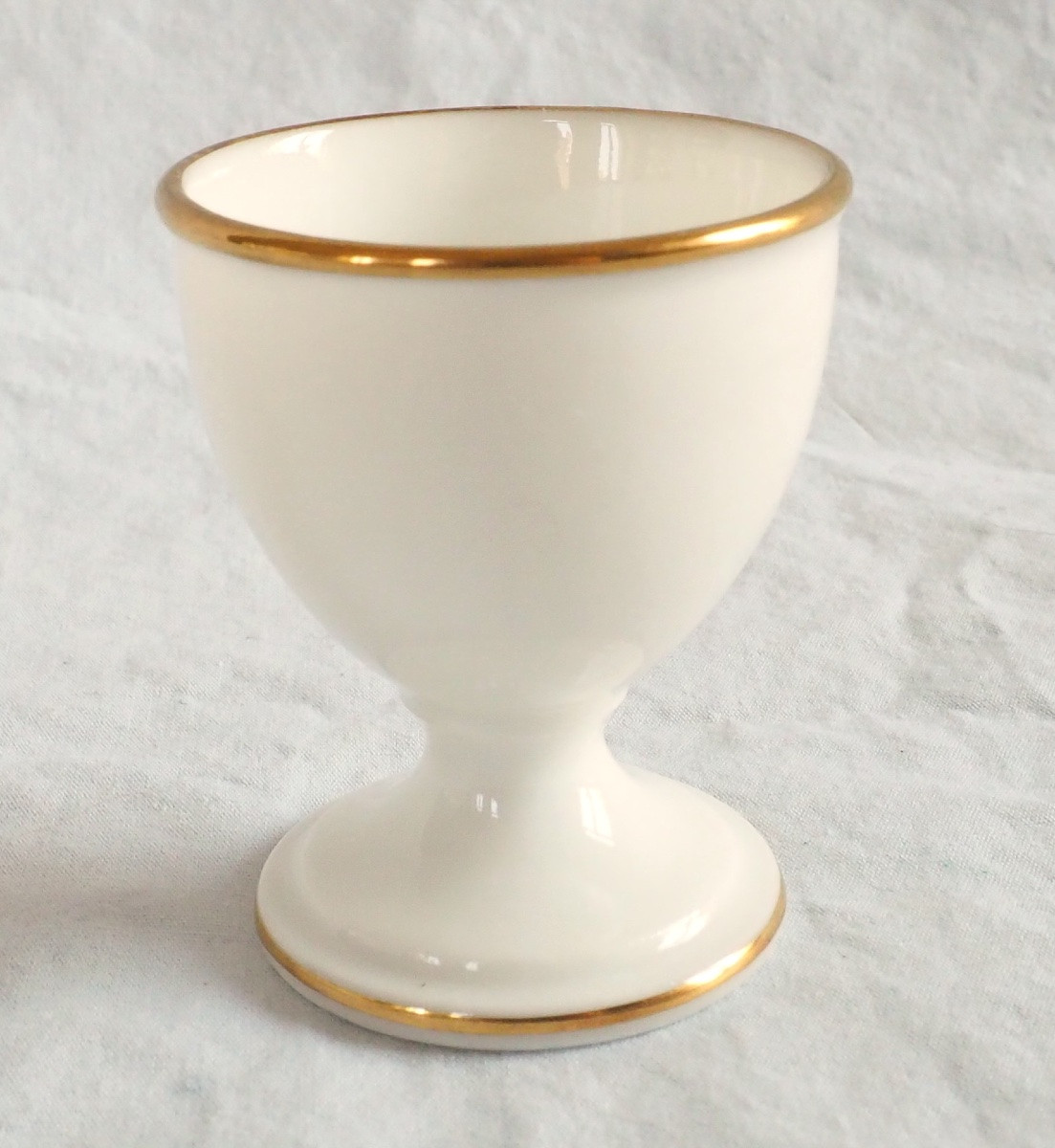 Nast : série de 6 coquetiers d’époque Empire & présentoir, porcelaine blanche & or - signé-photo-4