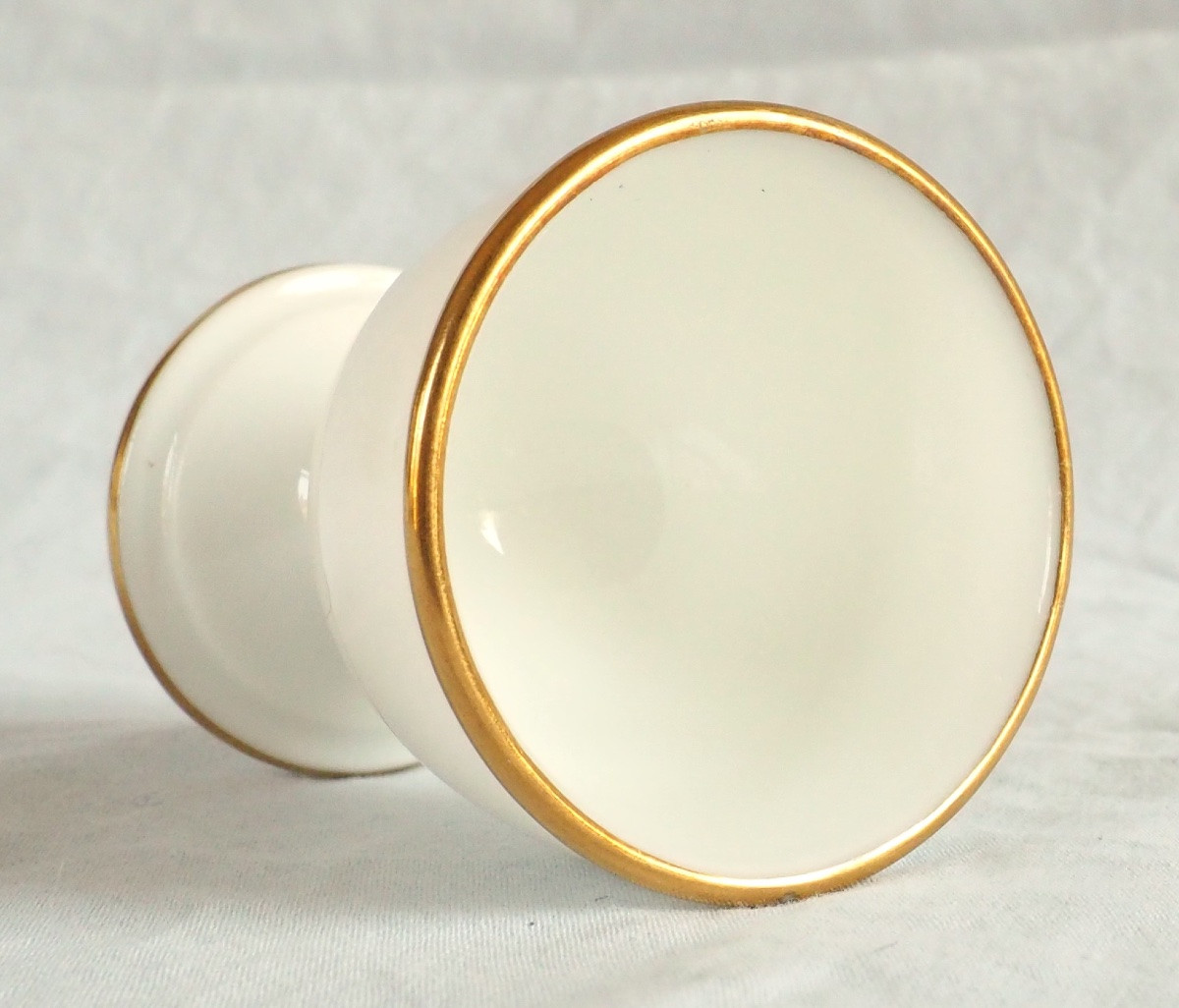 Nast : série de 6 coquetiers d’époque Empire & présentoir, porcelaine blanche & or - signé-photo-2
