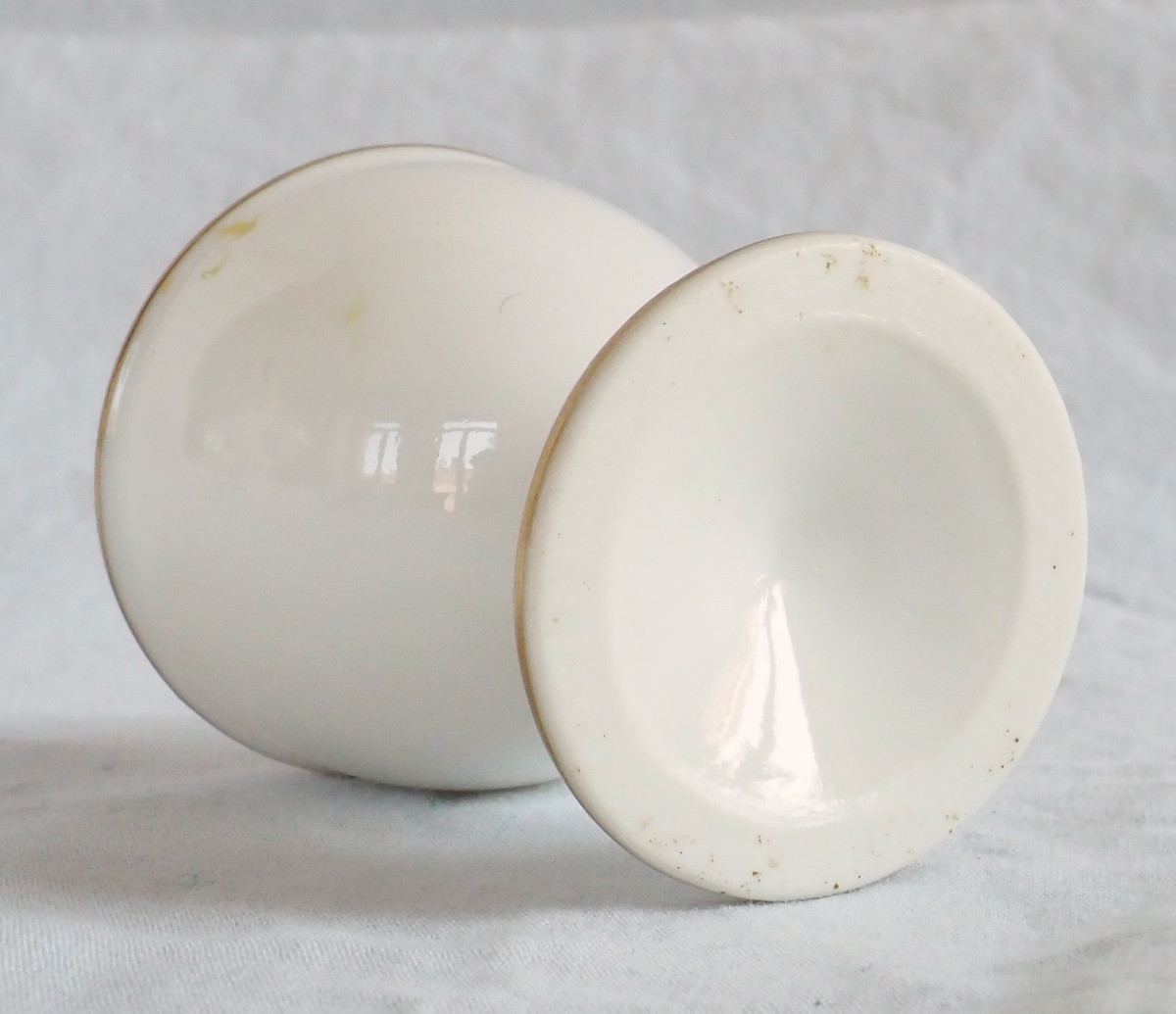 Nast : série de 6 coquetiers d’époque Empire & présentoir, porcelaine blanche & or - signé-photo-3