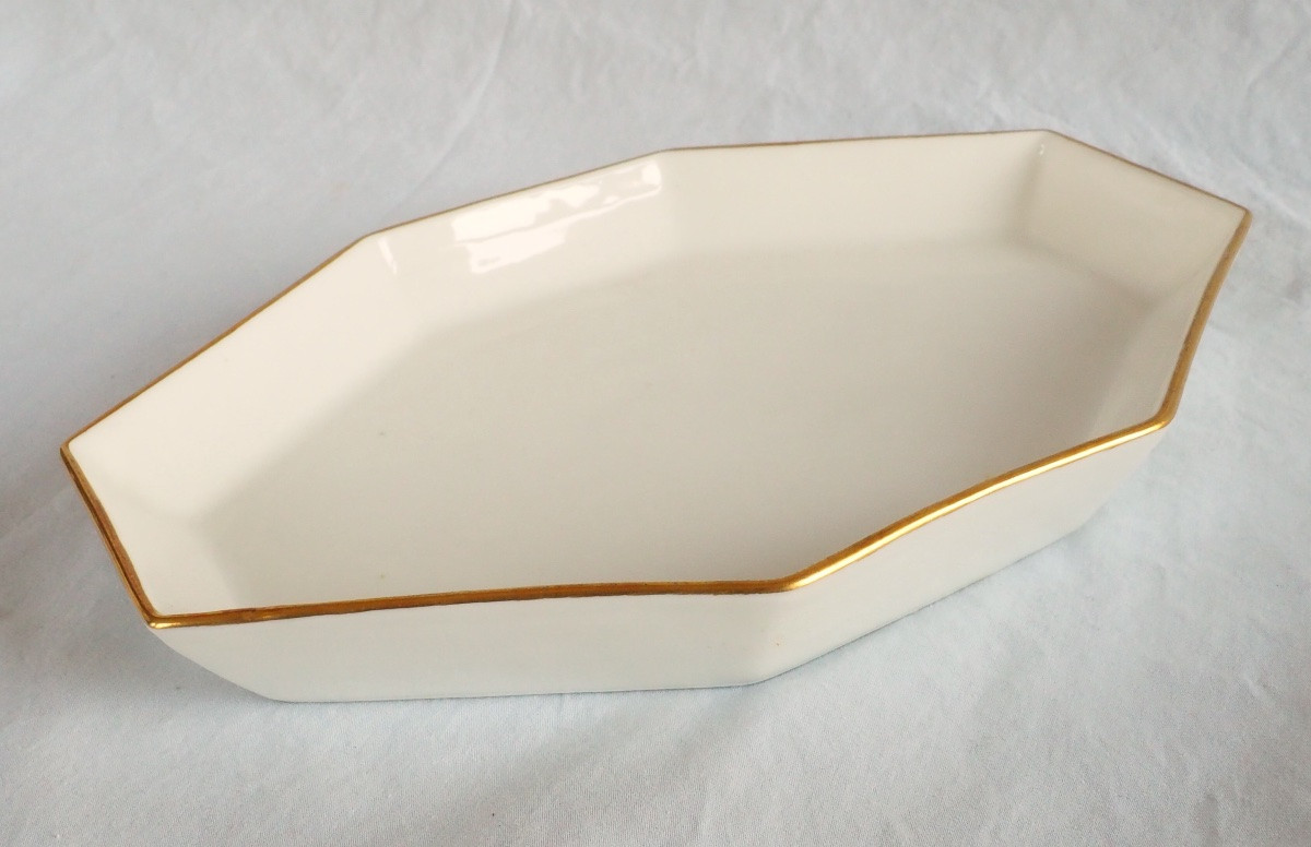 Nast : série de 6 coquetiers d’époque Empire & présentoir, porcelaine blanche & or - signé-photo-4