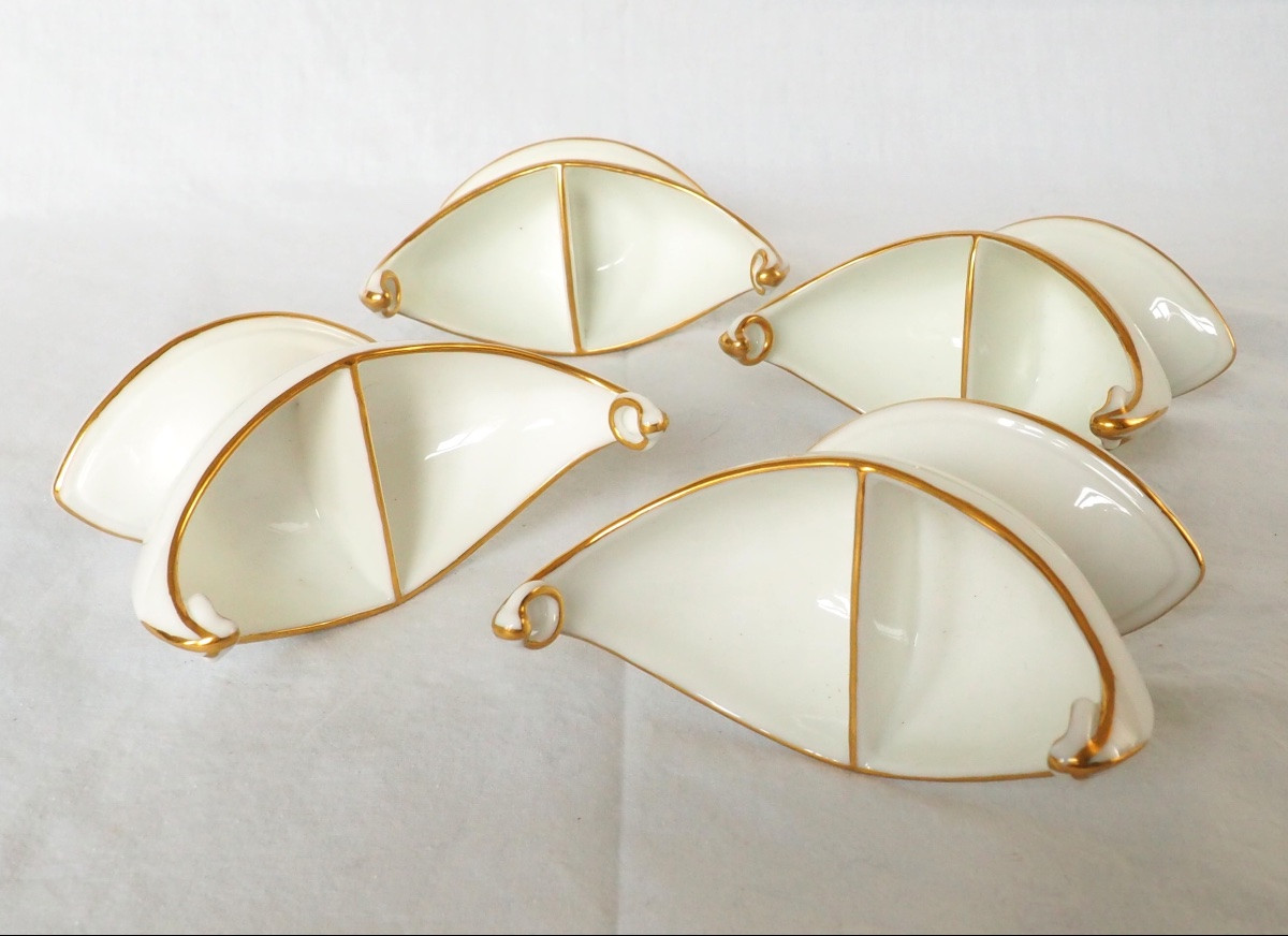 Nast : Set Of 4 Empire Paris Porcelain Salt Cellars - Early 19th Century-photo-5